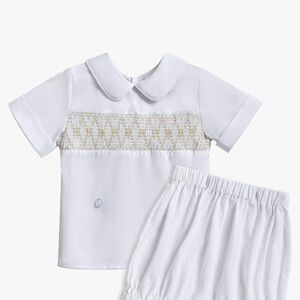 White Baby Outfit with Peter Pan Collar
